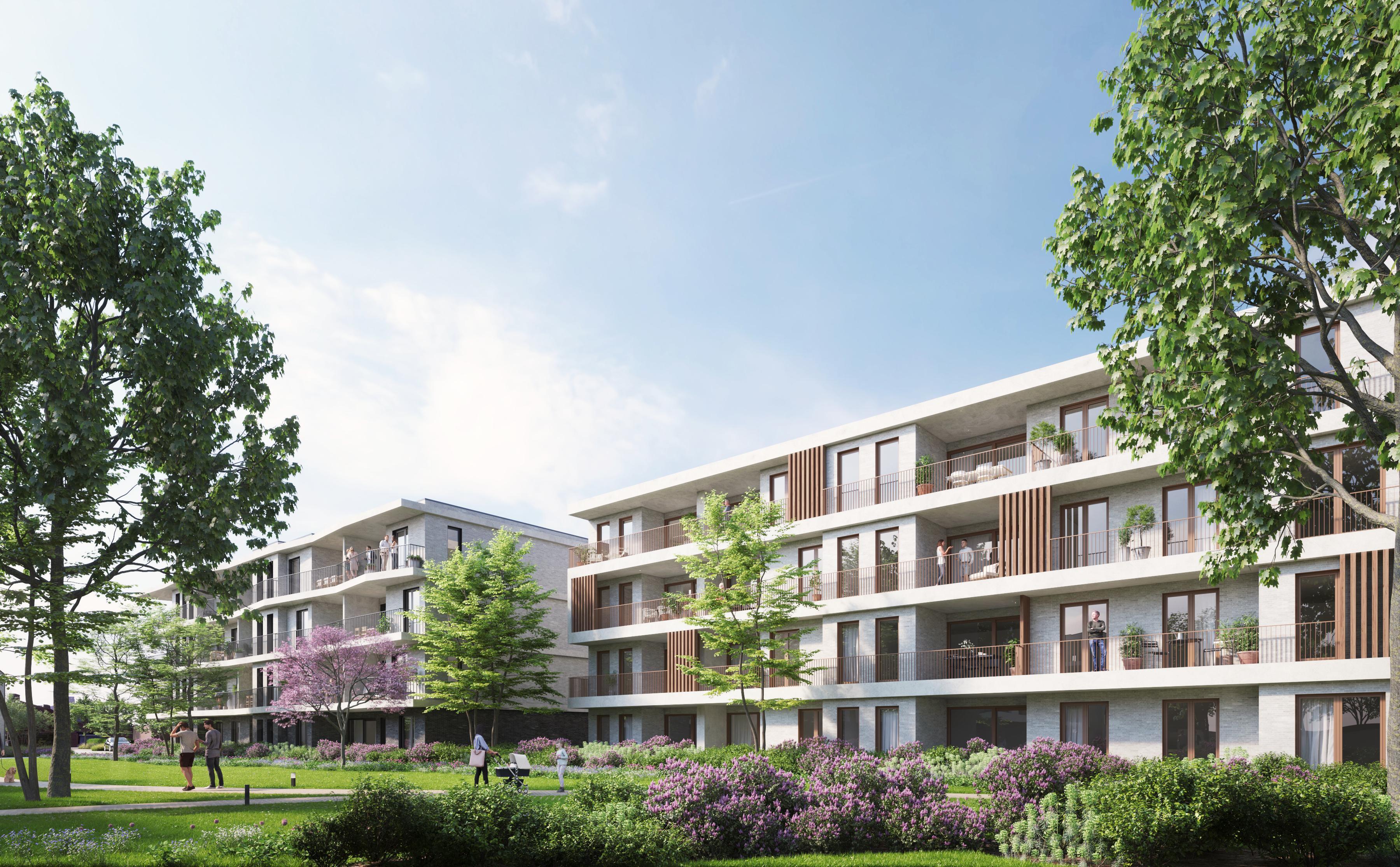 Parktuin van nieuwbouwproject Neerhof in de Neerstraat in Oud-Turnhout