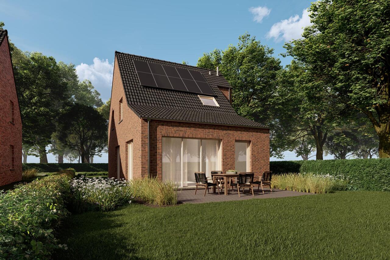 Tuin van nieuwbouwproject Valkerij met nieuwbouwhuizen op Het Einde in Arendonk