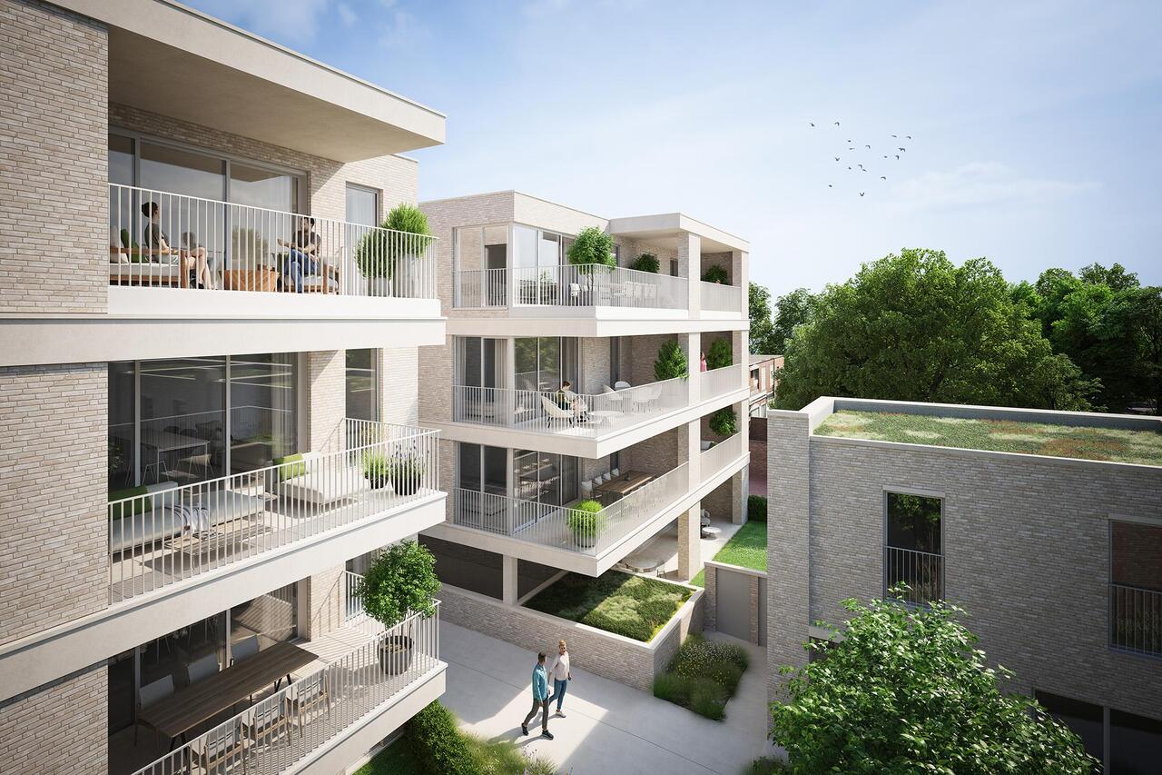 Nieuwbouwproject Driezenstraat Driesch Turnhout, terrassen, tuinen, appartementen