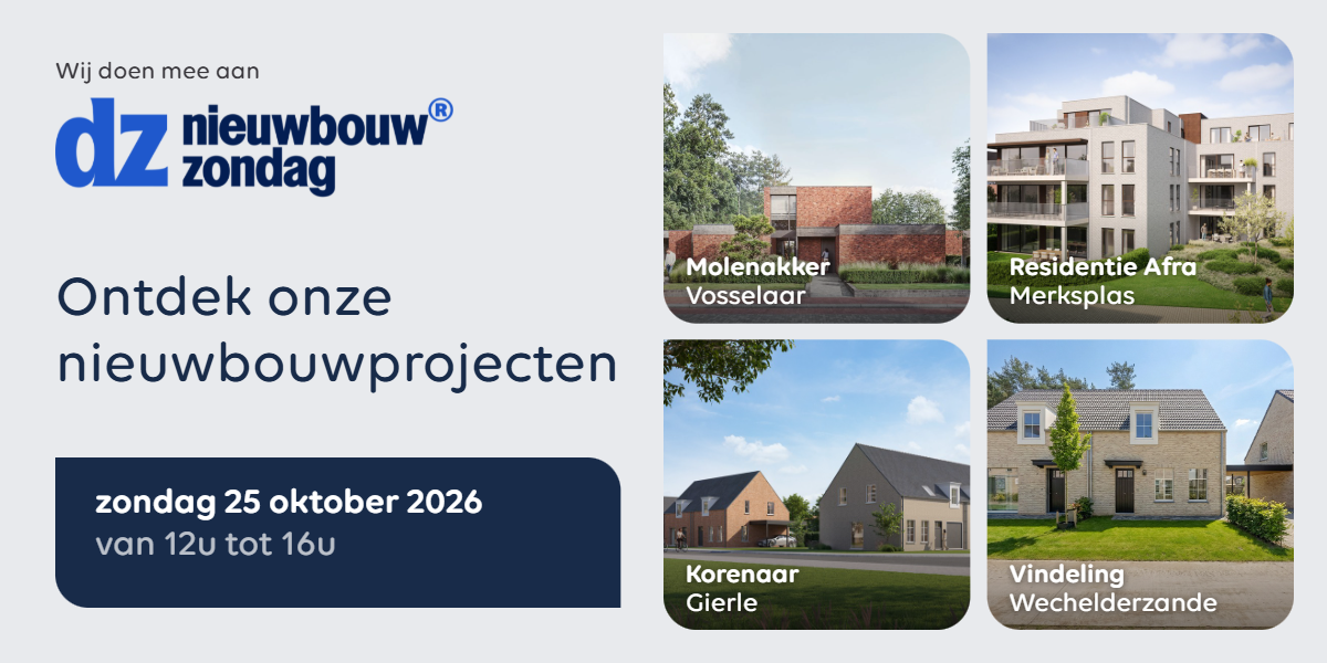 Nieuwbouwzondag Vansweevelt Vastgoed 25 oktober 2026