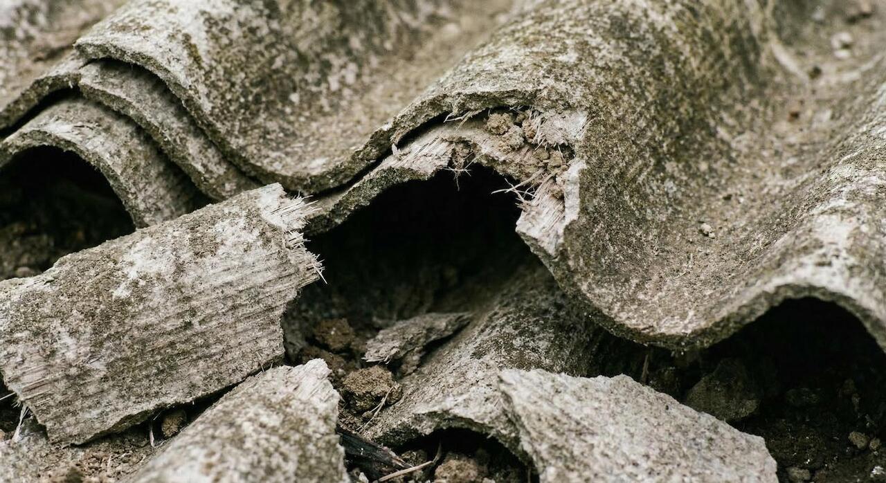 gebroken asbest platen 