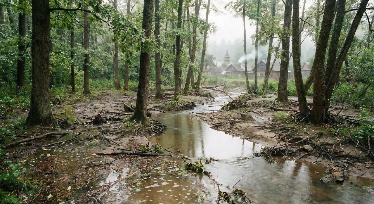 bos waar een rivier uit haar overs treed 